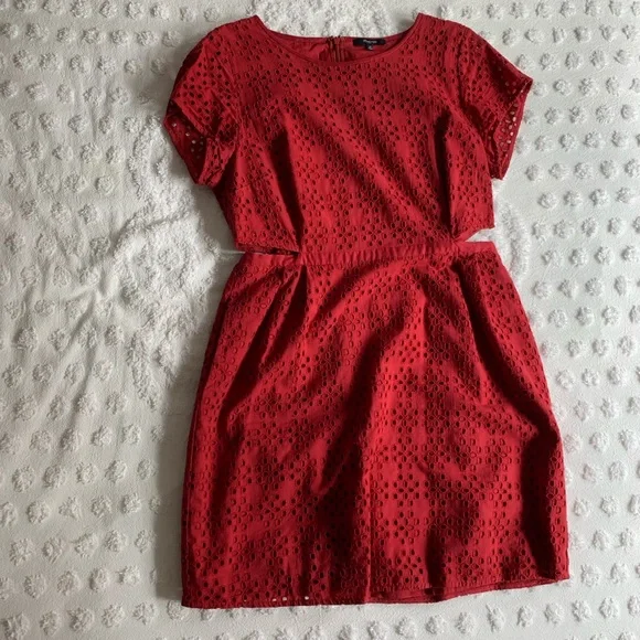madewell red eyelet dress Eyelet Summertime Cami Midi Dress